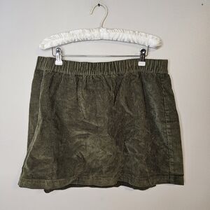 BP Olive Night Green Corduroy Mini Skirt Cotton High Waisted Casual Fall Preppy